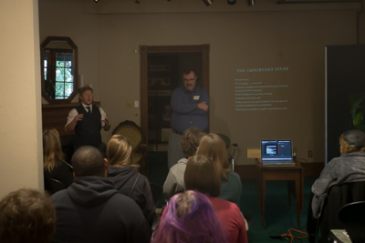 Alexander Brooks and Jason Luker presenting staff and board members of the Center and graduate students and faculty of Appalachian State